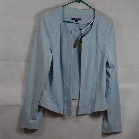 Soft Blue Faux Shammy-like Bolero Style Jacket Sz 14 Comma NWT - Picture 2 of 8